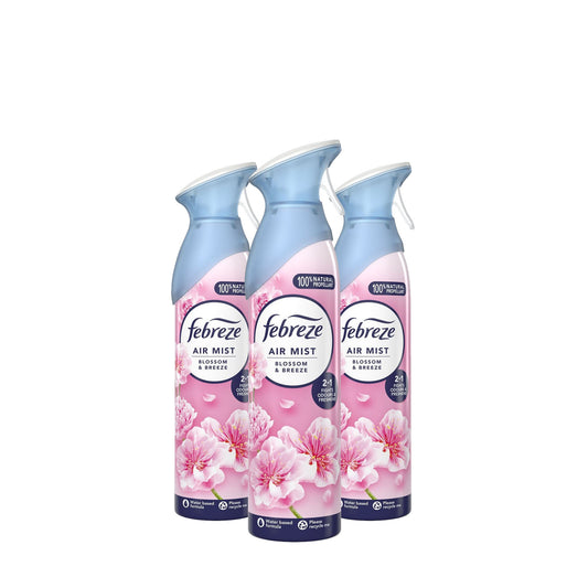 3 x Febreze Air Mist Air Freshener Eliminates Odours Spray Blossom Breeze 185ml