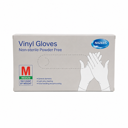 NAZEEF VINYL GLOVES NON STERILE POWDER FREE SIZE M 100pcs