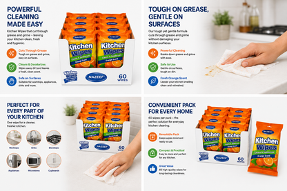NAZEEF KITCHEN CLEANER WIPES 60 WIPES 10pcs