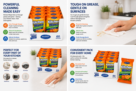 NAZEEF KITCHEN CLEANER WIPES 60 WIPES 10pcs